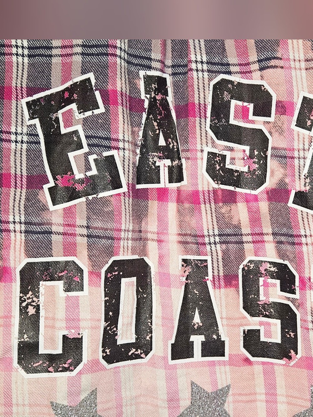 NWOT So Nikki Bleached Plaid "East Coast" Flannel Shirt - Girls Large
